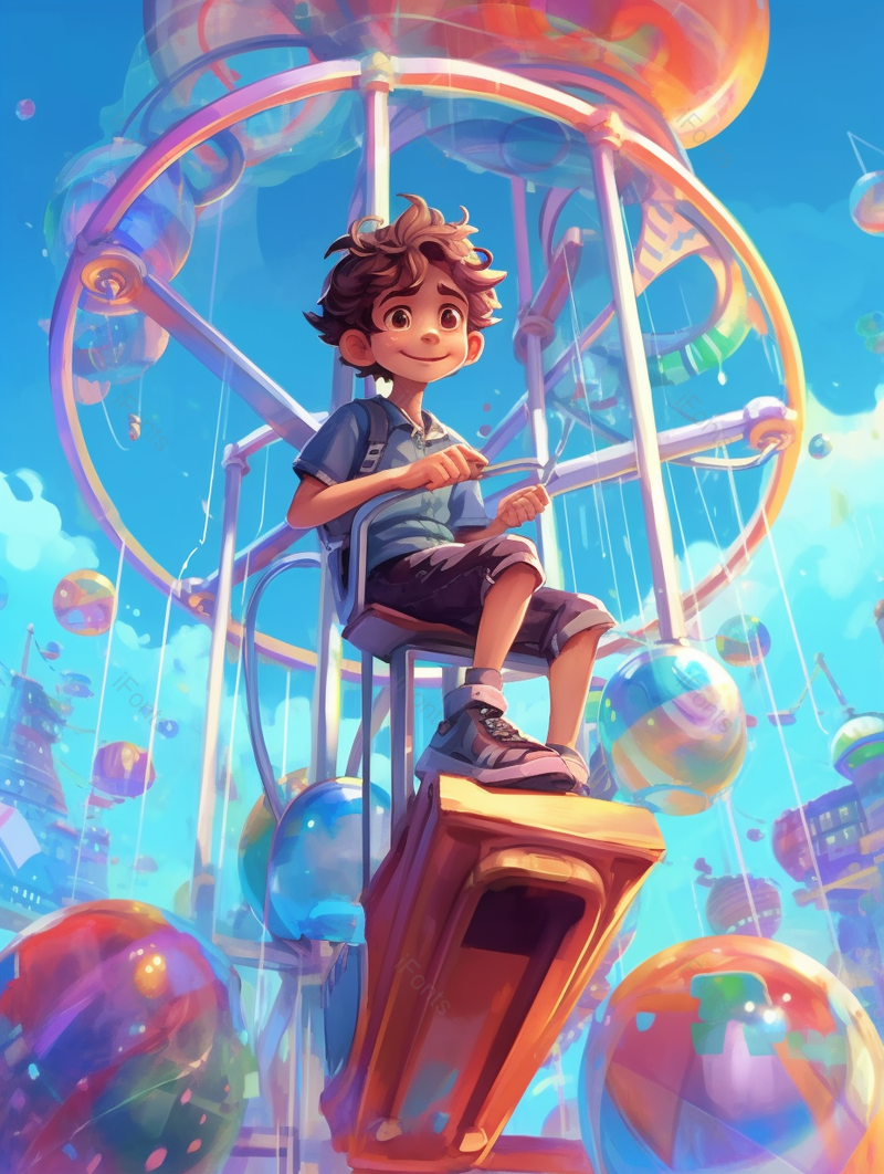 男孩游乐园欢乐色彩手绘,插画/手绘图,插画/手绘图库,插画/手绘图下载,插画/手绘